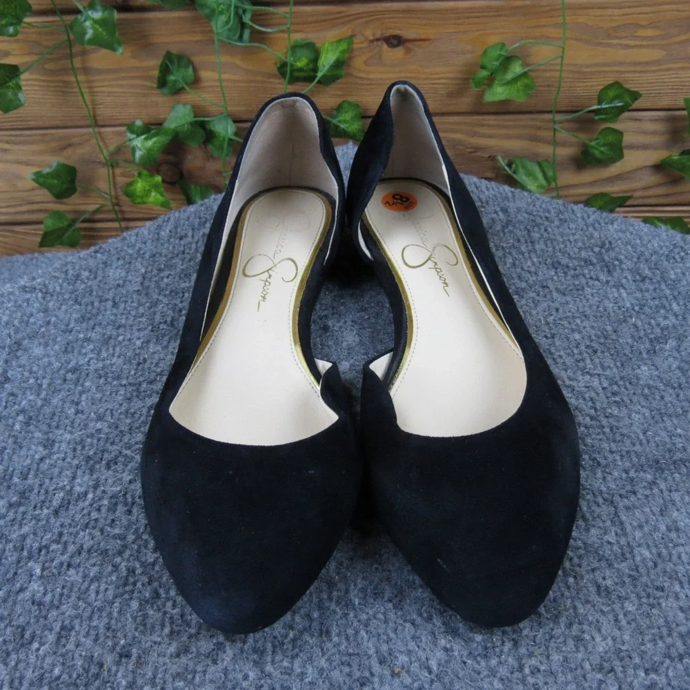 Jessica Simpson Women's Black Suede Lynsey D'Orsay Flats Size 8.5 Comfort